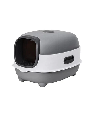 Bingopaw Hooded Front-Entry Cat Litter Box With Scoop for Cats