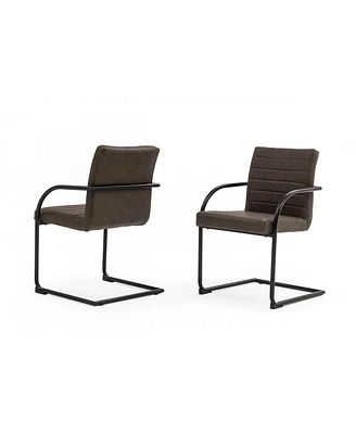 Set of 2 Faux Leather Industrial Dining Chairs for Home or Office Seating