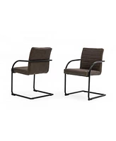 Set of 2 Faux Leather Industrial Dining Chairs for Home or Office Seating