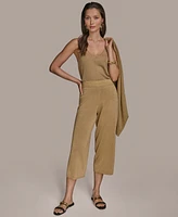 Donna Karan New York Women's Cropped Metallic Knit Pull-On Pants