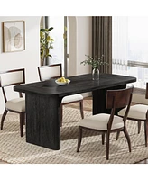 Tribesigns Dining Table for 4-6, Rectangular Wood Kitchen with Double Pedestal, 62-Inch Dinner Room, Living Easy Assembly