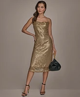 Donna Karan New York Women's Cowl-Neck Sleeveless Sequin Dress