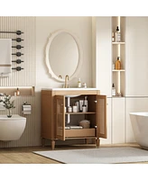 30" Freestanding Resin Sink Vanity Set with Drawer and Cabinet
