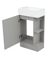 18.6" Bathroom Vanity with Sink, Bathroom Vanity Cabinet with Two-tier Shelf, Left or Right Orientation, Grey