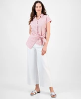 Nautica Jeans Women's Striped Cotton Side-Tie Blouse