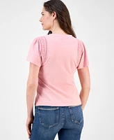 Nautica Jeans Women's Cotton Flutter-Sleeve T-Shirt