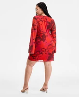 Bar Iii Plus Printed Mesh Mini Dress