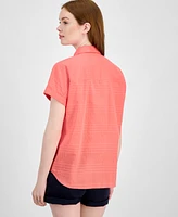 Tommy Hilfiger Women's Dobby Cotton Modern Camp Shirt