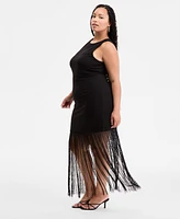 Bar Iii Plus Fringe Halter Dress, Exclusively at Macy's