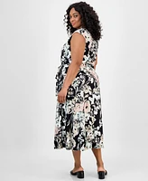 Kasper Plus Floral-Print Midi Dress
