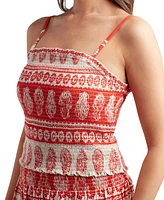 Bcx Juniors' Printed Linen-Blend Top