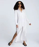 Kenneth Cole Women's Long-Sleeve Maxi Shirtdress