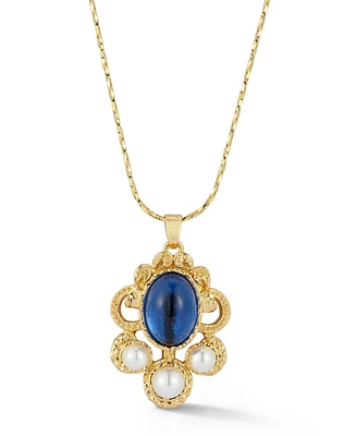 Rachel Zoe Gold Plated Vintage Crystal and Pearl Pendant Necklace