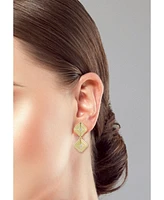 Rachel Zoe 14K Gold Plated Sterling Silver Ribbed Double Square Drop Earrings