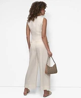 Dkny Womens Weathered Zip Up Vest Glazed Dressing Pants