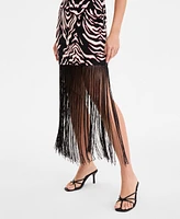 Bar Iii Women's Printed Sleeveless Fringe-Hem Dress, Exclusively at Macy's