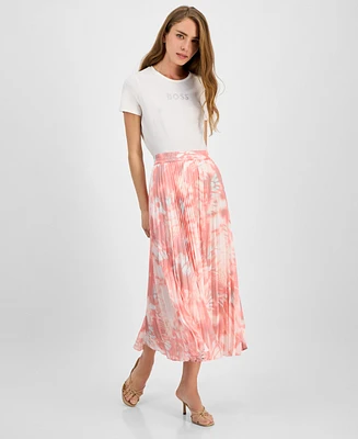 Boss Orange Women's Printed Pleated Midi Skirt
