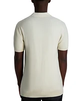 Karl Lagerfeld Paris Men's Short Sleeve Textured Open Collar Polo Shirt