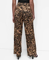 Dkny Women's Animal-Print Pleated Wide-Leg Pants