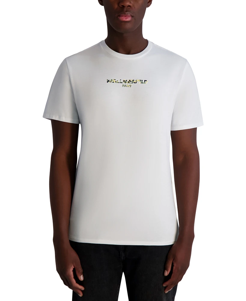 Karl Lagerfeld Paris Men's Short Sleeve Textured Logo T-Shirt