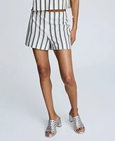 Kenneth Cole Women's Side-Zip Striped Shorts