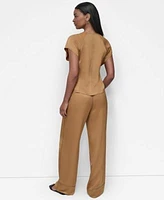 Dkny Womens Glazed Dressing Flutter Sleeve Top Pants