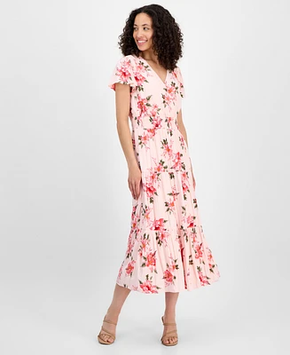 Tinsel Petite Print Short-Sleeve Maxi Dress