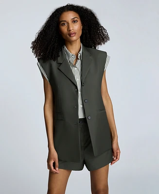 Kenneth Cole Women's Luxe Twill Sleeveless Blazer