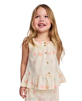 Calvin Klein Toddler and Little Girls 2-Piece Floral Print Slub Jersey Shorts Set