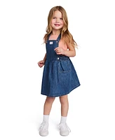 Calvin Klein Toddler and Little Girls 2-Piece Ribbed Logo Tank Denim Skirtall Set