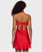 Alex & Sophia Juniors' Open-Back Halter Dress