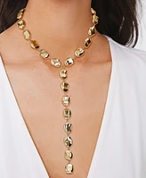 Macy's Round Stone 'Y' 14K Gold Plate Necklace