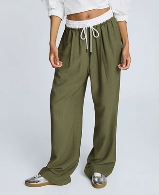 Kenneth Cole Women's Pull-On Wide-Leg Drawstring Pants