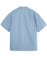 Scotch & Soda Men's Relaxed Fit Short Sleeve Cross Hatch Button-Front Camp Shirt