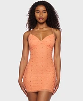 Alex & Sophia Juniors' Embellished Open-Back Bodycon Dress