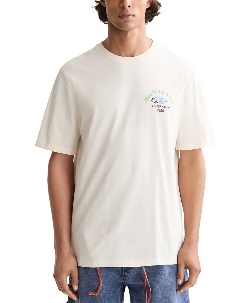 Scotch & Soda Men's Short Sleeve Double Graphic Crewneck T-Shirt