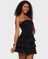 Alex & Sophia Juniors' Strapless Tiered-Hem Mini Dress