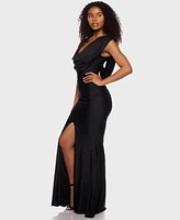 Alex & Sophia Juniors' Cowlneck Ruched Maxi Dress