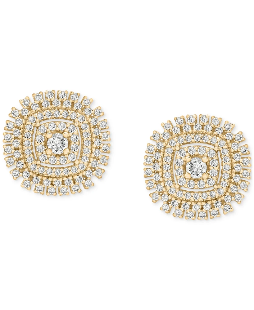 Diamond Openwork Cluster Stud Earrings (1 ct. t.w.) in 10k Gold, Exclusively at Macy's