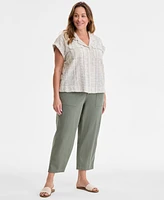 Liverpool Los Angeles Trendy Plus Sleeveless Dolman Camp Shirt