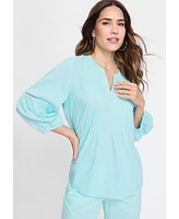 Olsen Women's Linen Blend Boho Blouse