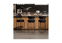 Dyhome Bar Stools Set of 3, 24 Inches Modern Counter Height with Curved Back Metal Legs, Upholstered Boucle Barstools for Kitchen Island, C