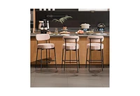 Dyhome Bar Stools Set of 3, 24 Inches Modern Counter Height Bar Stools with Curved Back Metal Legs, Upholstered Boucle Barstools for Kitchen Island, C