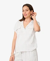 Cable & Gauge Women's Linen Blend Camp Shirt