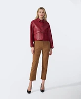 Furniq Uk Women's Cropped Leather Jacket, Created for Macy's