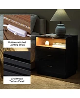 Mid-century Lorenz Nightstand with Usb and Led Light