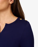 Cable & Gauge Women's Button Shoulder Top