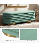 Rupert Bench with Gold-finished Metal Legs