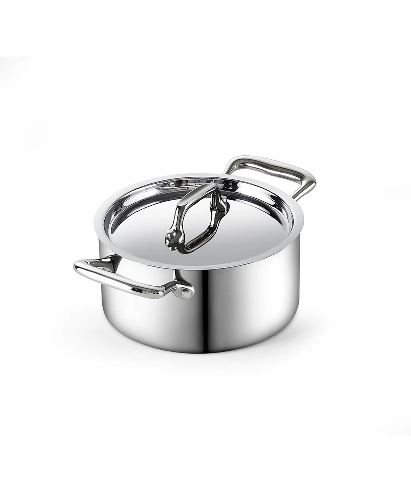 Cooks Standard Multi-Ply Clad Stainless Steel Butter Warmer, Sauce Pan with Lid, 0.68 Qt Casserole Small Pot for Cooking Camping, All Stovetop Compati