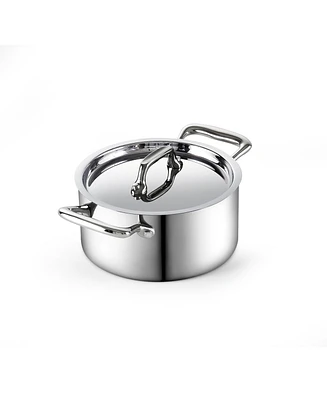 Cooks Standard Multi-Ply Clad Stainless Steel Butter Warmer, Sauce Pan with Lid, 0.68 Qt Casserole Small Pot for Cooking Camping, All Stovetop Compati
